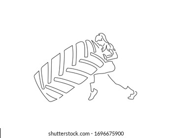Karosseriebau, einzelne Linienzeichnung, Vektorillustration-Illustration-Design. Sport-Kollektion.