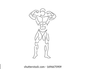 Bodybuilding isolated line drawing, vector illustration design. Sport collection.