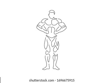 Bodybuilding isolated line drawing, vector illustration design. Sport collection.
