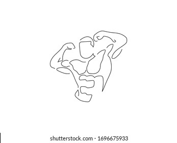 Bodybuilding isolated line drawing, vector illustration design. Sport collection.