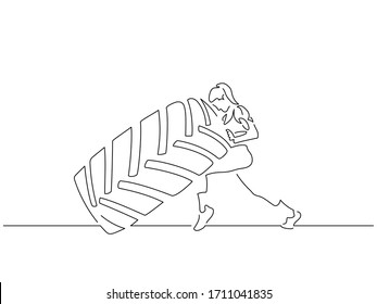 Bodybuilding isolated line drawing, vector illustration design. Sport collection.