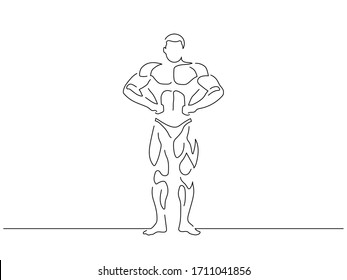 Bodybuilding isolated line drawing, vector illustration design. Sport collection.