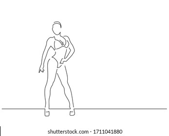 Dibujo de líneas aisladas de construcción de carrocería, diseño de ilustración vectorial. Colección deportiva.