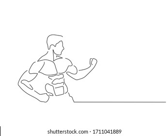 Bodybuilding isolated line drawing, vector illustration design. Sport collection.