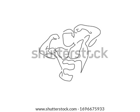 Bodybuilding isolated line drawing, vector illustration design. Sport collection.