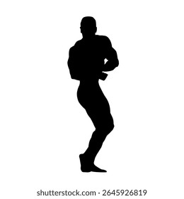 Bodybuilding, isolated vector silhouette of male bodybuilder