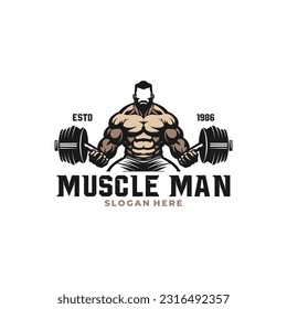 Bodybuilding Logo.  Fitness Logo. Muscle Logo Design Vector Illustration Template