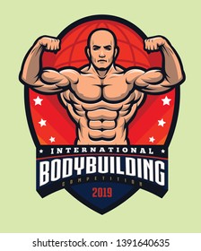 Bodybuilding Logo Template with globe background