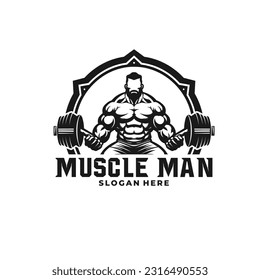 Bodybuilding, Logo, Two Options. Muscle Logo Design Vector Illustration Template