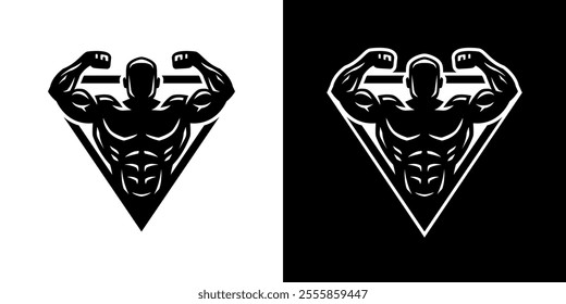 Bodybuilding, logo, two options. Vector illustration.