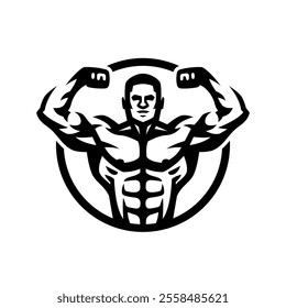 Bodybuilding, logo, two options. Vector illustration.