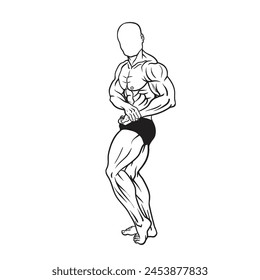 bodybuilding male athlete , vector illustration of a sketch strong and muscular man. Weightlifting, powerlifting or bodybuilding
