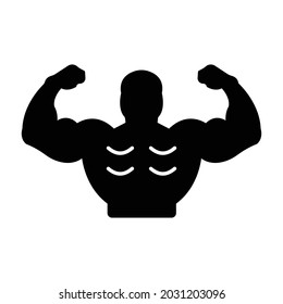 Bodybuilding man Glyph Style vector icon which can easily modify or edit 