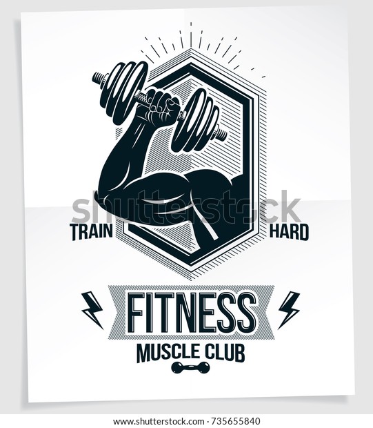 Bodybuilding Motivation Poster Vector Composition Muscular Stock Vector ...