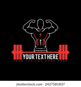 bodybuilding, muscles, biceps pose, vector illustration