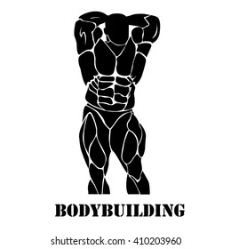 Bodybuilding, power lifting concept in flat style on white background
