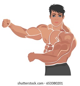 Bodybuilding, power lifting vector illustration