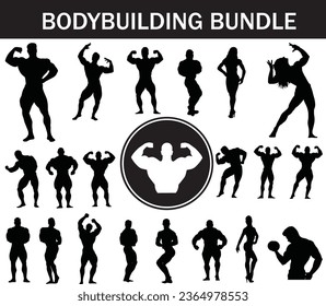 
Bodybuilding Silhouette Bundle | Collection of Bodybuilding Players with Logo
