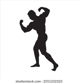 Bodybuilding silhouette glyph icon illustration vector