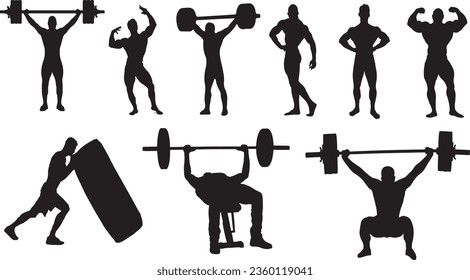 Bodybuilding Silhouette Vector Graphic Pack