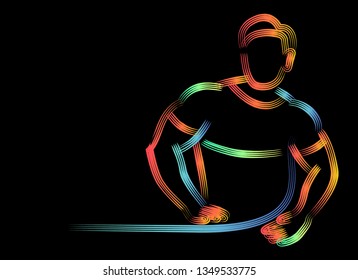 Bodybuilding Sport and activity 3d Color line art ( RGB ) vector illustration, Vector Illustration