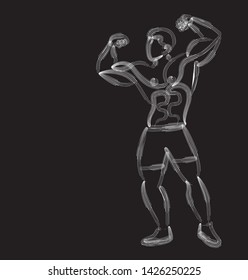 Bodybuilding Sport and activity Line Art drawing, Vector Illustration