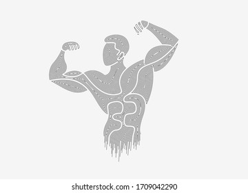 Bodybuilding Sport and activity Line Art drawing, Vector Illustration