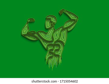 Bodybuilding Sport and activity Line Art drawing, Vector Illustration