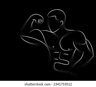 Bodybuilding Sport and activity particle drawing, Vector Illustration