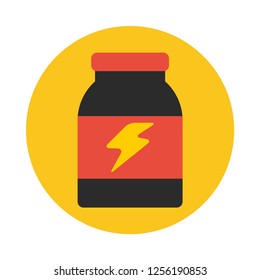 Bodybuilding supplement flat icon. You can be used supplement icon for several purposes like: websites, UI, UX, print templates, presentation templates, promotional materials, web and mobile apps.