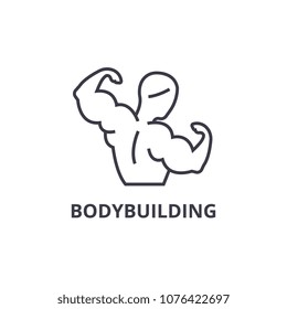 bodybuilding thin line icon, sign, symbol, illustation, linear concept, vector 