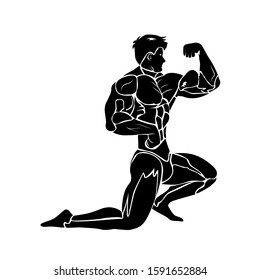 bodybuilding, vector icon isolated on white