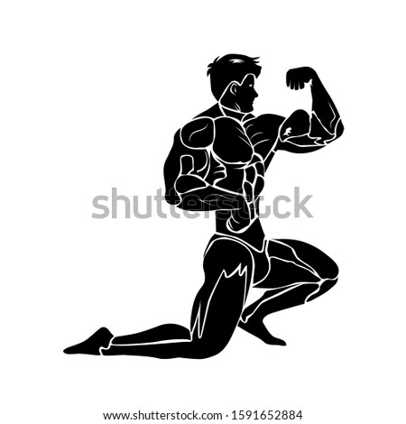 bodybuilding, vector icon isolated on white