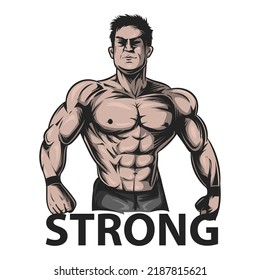 Bodybuilding vector illustration. strong man