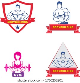 bodybuilding vector logo man and woman 