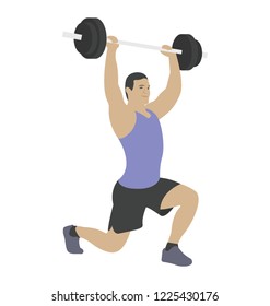 Bodybuilding with weightlifting, flat icon design 
