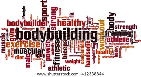 Bodybuilding word cloud concept. Vector illustration