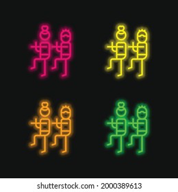 Bodycombat four color glowing neon vector icon