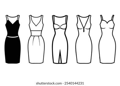 Bodycon Dress Line Art Illustration for Branding Design 