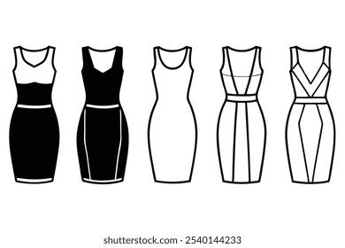 Bodycon Dress Line Art Illustration for Branding Design 