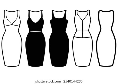 Bodycon Dress Line Art Illustration for Branding Design 