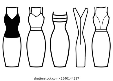 Bodycon Dress Line Art Illustration for Branding Design 