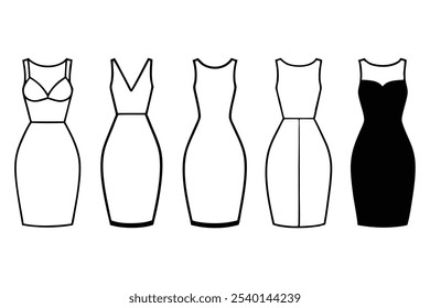 Bodycon Dress Line Art Illustration for Branding Design 