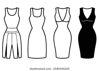 Bodycon Dress Line Art Illustration for Branding Design 