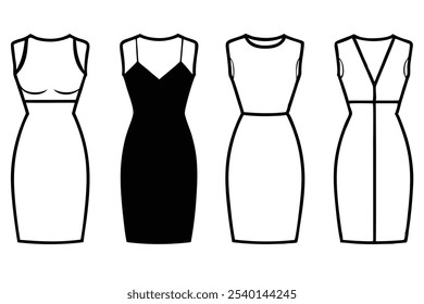 Bodycon Dress Line Art Illustration for Branding Design 