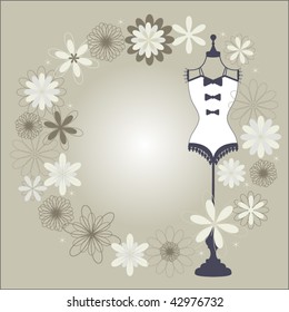 bodyform surrounded by flowers - monochromatic colors