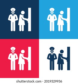 Bodyguard blue and red four color minimal icon set