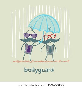 bodyguard businessman holding an umbrella