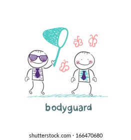 bodyguard catches the butterfly a net