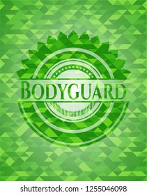 Bodyguard green emblem. Mosaic background